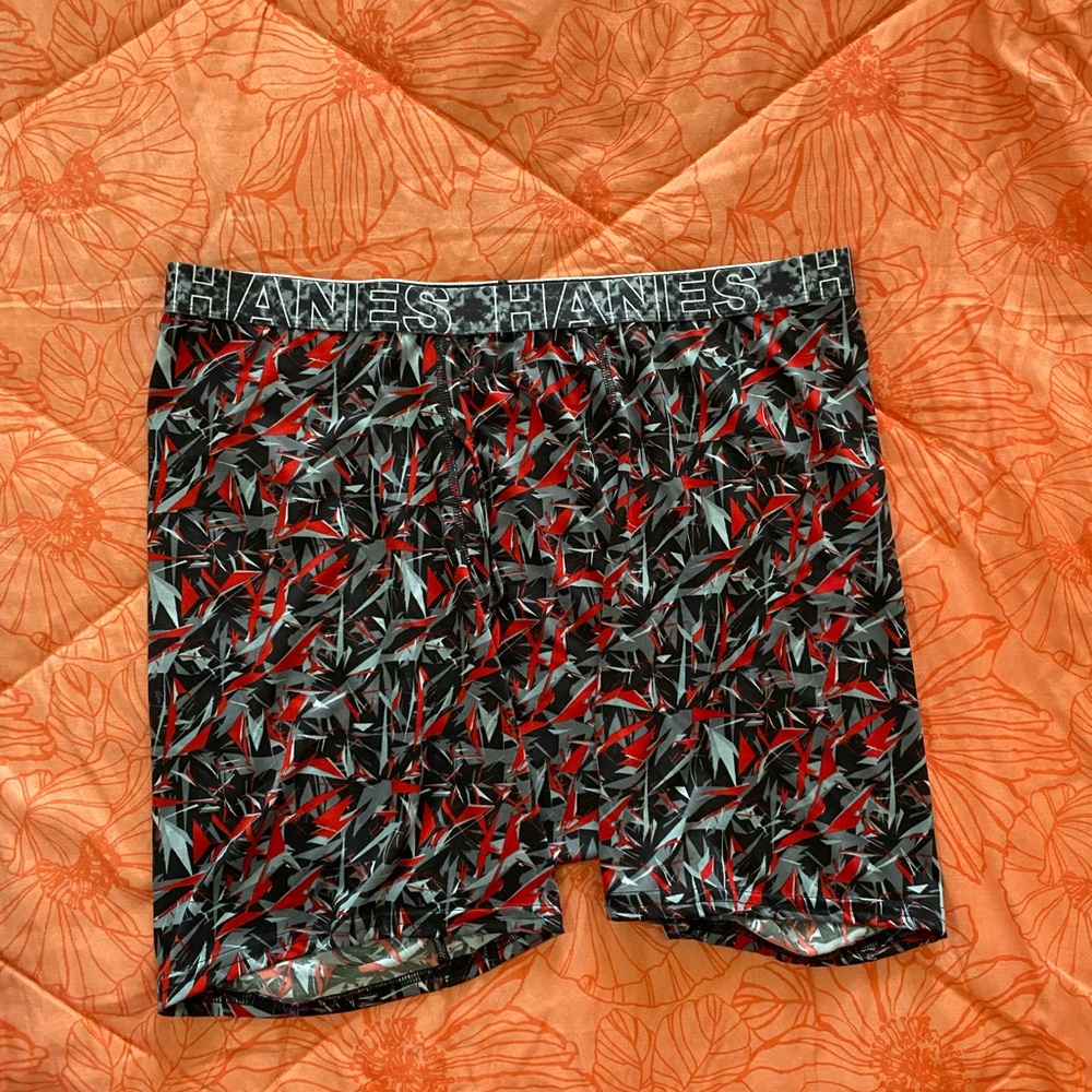 Hanes Men's Boxer Briefs in Black and Red